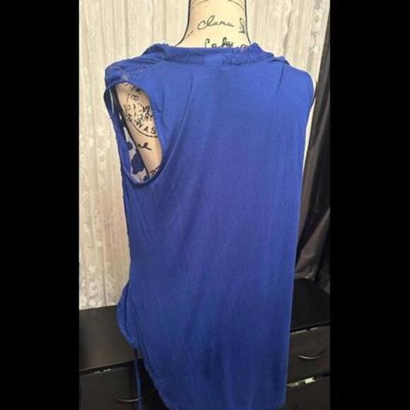 Royal Blue Lace Wrap Top with Floral Embroidery - Picture 2 of 3